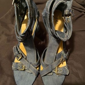 Denim high heels, size 11